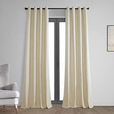 Imagem de HPD Half Price Drapes Cortinas blackout com ilhós para quarto de linho cruzado térmico 127 x 278 (1 painel), FLCW-CBO192-108-GR, bege claro natural