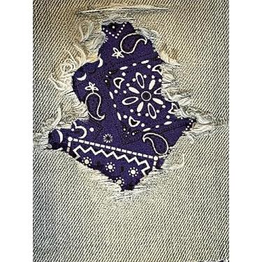 Imagem de Patches de tecido bandana Peek-A-Boo Iron ON da Holey Patches em cores/tamanhos variados (roxo, 7,6 cm x 12,7 cm (conjunto de 2))