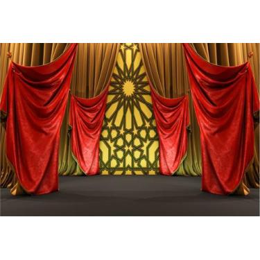 Imagem de Painel de lona Castelo Palácio Dourado e Cortinas - Fabrika de Festa, 