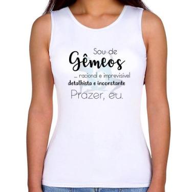 Imagem de Regata Feminina Sou de Gêmeos - Foca na Moda, Branco, GG