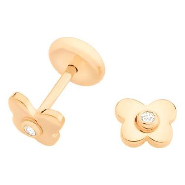 Imagem de Brinco Infantil Borboleta, Com Zircônias Rommanel 526395, Branco, unic