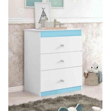 Imagem de Cômoda / Bancada CAT Infantil 3 Gavetas Cor Branco / Azul Ultimas Unid