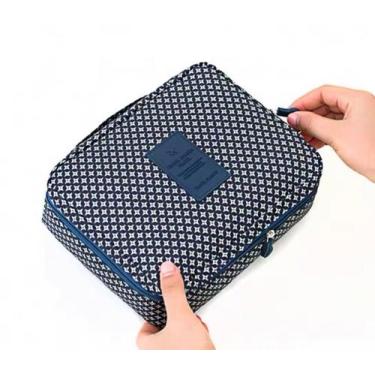 Imagem de Necessaire Para Maquiagem Estampada Com divisórias Y3926 - Gekk, Azul 