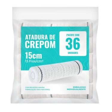 Imagem de Atadura Crepom Faixa Bandagem Elástica 15cmx1.2m Kit 36 Un - TEXMED