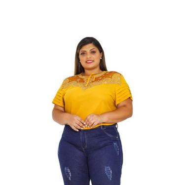 Imagem de Blusa feminina plus size pedraria manga curta  sku: bp12 - R.S MODAS, 