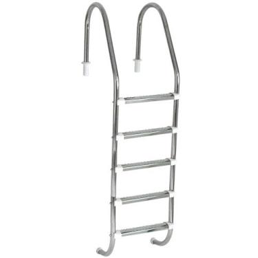 Imagem de Escada para Piscina Tradicional 1 1/2" em Aço Inox 5 Degraus Anatômico
