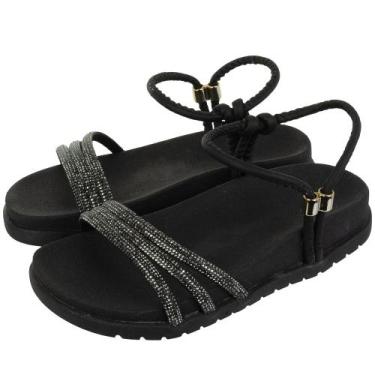 Imagem de Sandália Papete Infantil Feminina de Strass Brilho Menina Criança Regu