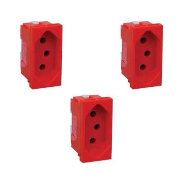 Imagem de Kit 3 Módulo Tomada 20A 250V Pb Vermelho Dedicada Plus Pial - Legrand