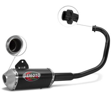 Imagem de Escapamento Esportivo Gemoto Racing 3 Trioval Curva Preta Moto Ybr 125