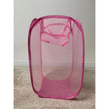 Imagem de Cesto De Roupa Suja Nylon Organizado 40x40x70CM - HM Design, Rosa