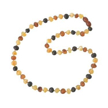 Imagem de Colar de âmbar TheNaturalAmber adulto – âmbar báltico barroco multicolorido cru 45 cm – Corrente de âmbar genuína não polida para bem-estar e alívio