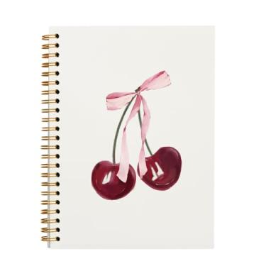 Imagem de OXW Caderno de cereja com laço rosa Coquette, caderno de presentes femininos fofos para mulheres, adolescentes, presentes de cereja para mulheres, presentes fofos para adolescentes, diários para