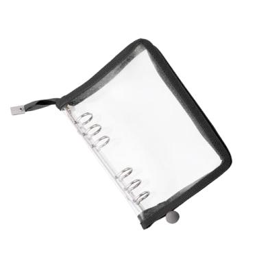 Imagem de PATIKIL A7 Capa de fichário transparente brilhante, protetor de folha solta de PVC macio, capa de caderno recarregável com zíper para pasta de caderno de reuniões faça você mesmo, preta
