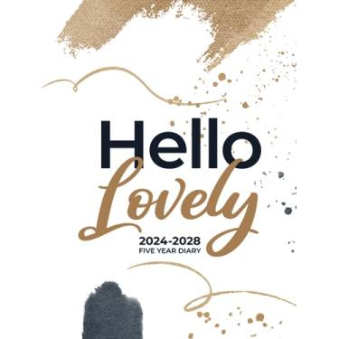 Imagem de 5 Year Diary 2024-2028 | A4 Hello Lovely Paint (hardcover): Month to View Planner with UK Holidays, Moon Phases, Birthdays & Celebrations, Contacts, Passwords (Five Years)