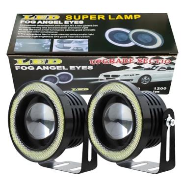 Imagem de JRQLOV 2 peças branco/vermelho/azul/amarelo carro R500 luz de olho de anjo 64/76/89 mm à prova d'água Ip65 luz de circulação diurna DC 12V farol de neblina 30w potência LED faróis para todos os