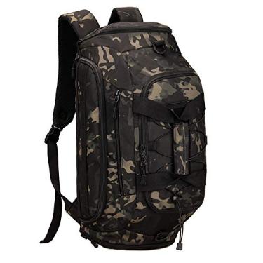 Imagem de CREATOR Bolsa esportiva para homens e mulheres mochila tática bolsa de ginástica com compartimento de sapato mochila de viagem, Camuflagem preta, 35L, Tático