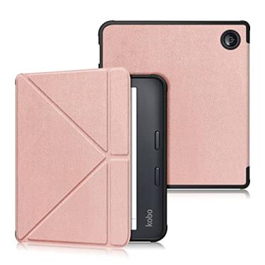 Imagem de DINGGUAGUA Capa compatível com Kobo Libra 2 (versão 2021, modelo N418) com liberação magnética de TPU macio para Kobo Librar2 Suporte Auto Wake/Sleep, ouro rosa