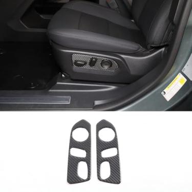 Imagem de Capa de painel de botão de ajuste de assento compatível com Hummer EV 2024+, moldura decorativa de painel de interruptor reclinável de assento de carro, adesivo de fibra de carbono, 1 peça