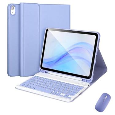 Imagem de Genérico Capa iPad 10 10.9" 10ª Geração 2022 com Teclado Bluetooth Touchpad Sensível ao Toque e Mouse Sem Fio Roxo
