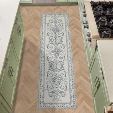 Imagem de Laura Ashley Sea Spray Blue Josette Medalhão Lavável na Máquina e Antiderrapante Tapete Corredor 66 cm x 183 cm