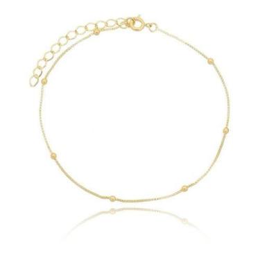 Imagem de Tornozeleira Corrente Mini Bolinhas Banhado Em Ouro 18K - Jhulias Joia