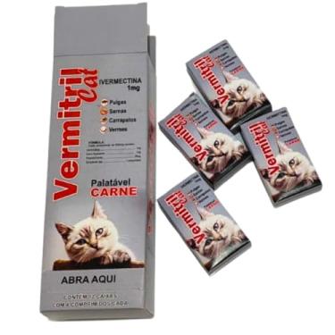 Imagem de Vermitril Cats 48 Comprimidos Mastigáveis - Anti Pulgas, Vermes, Carrapatos e Sarnas Para Gatos