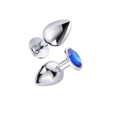 Imagem de Plug anal de metal joia tamanho m medio - SEXY IMPORT, AZUL