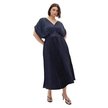 Imagem de City Chic Vestido feminino plus size - Henley Midi, Azul marino, 54