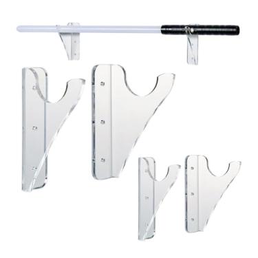 Imagem de Montagem da Parede do Suporte da Espada, 2 Pares Claros Acrílico Katana Stand Organizer Sword Sword Rack Rack para o Escritório de Barras de Sala de Estar