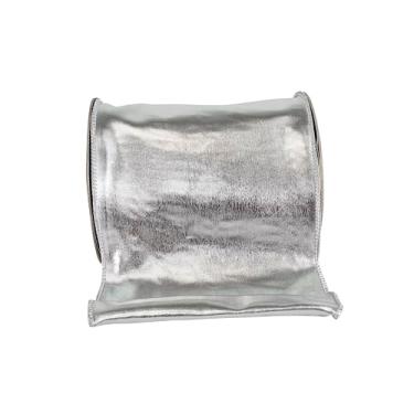 Imagem de Reliant Ribbon Fita espelhada Fantasy Metallic Deluxe frente e verso com fio, prata