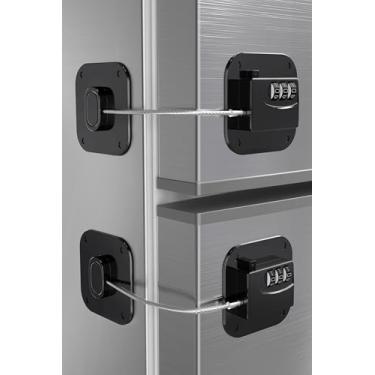 Imagem de Fechadura de geladeira Fechaduras de armário à prova de bebê para armários de geladeira, gavetas, trava de segurança, fácil instalação, sem necessidade de chaves, pacote com 2