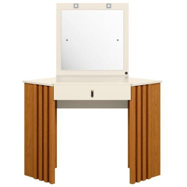 Imagem de Penteadeira Camarim De Canto Com Espelho 1 Gaveta Glitter Cinamomo Off White Albatroz