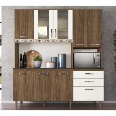 Imagem de Kit Cozinha Fit 8 Portas 180 Cm Évora Rust Off White Nicioli
