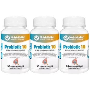 Imagem de Probiotic 10 800 mg 60 Cápsulas Nutrivitalle Kit 3 Unidades