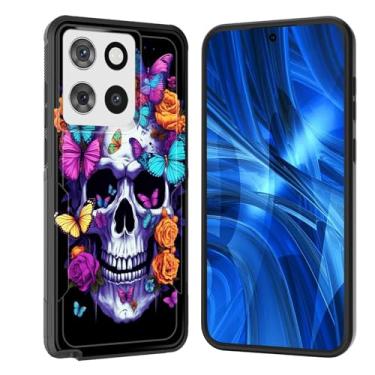 Imagem de JHYYTUJTYP Capa para Moto G Stylus 5G 2025, [Teste de queda de grau militar] Capa protetora resistente à prova de choque resistente para Motorola Moto G Stylus 5G 2025, caveira de borboleta floral