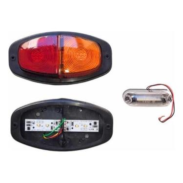 Imagem de Par de Lanternas Canoinha de LED com Luz de Placa para Carretinha – Traseira Reboque, Resistente à Água, 12V, Alta Visibilidade