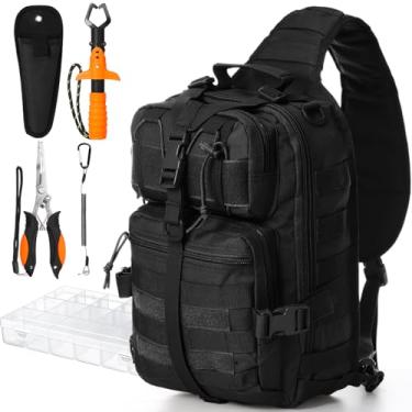 Imagem de Eccliy Kit de 6 ferramentas de pesca, mochila tática de pesca, kit de alicates de pesca, caixa de equipamentos, garra de lábio de peixe, armazenamento de equipamentos e equipamentos de pescador