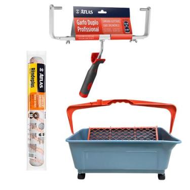 Imagem de Kit de Pintura com Garfo Duplo, Rolo Big e Caçamba 25l Rodas - Compel