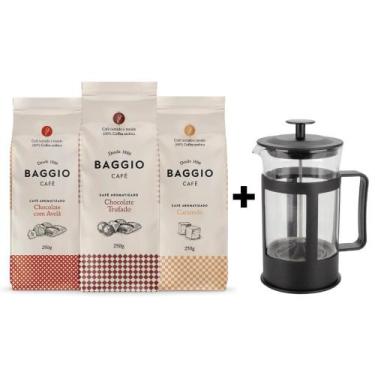 Imagem de Kit 3 Café Gourmet Moído Pó Baggio Prensa Francesa 600Ml - Baggio Cafe
