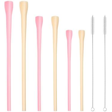 Imagem de Potchen 6 Pçs Canudo antirugas reutilizável liso largo canudo longo sem rugas com escova de limpeza para copo de garrafa de água de vidro de 590 ml, 850 g, 1,134 g