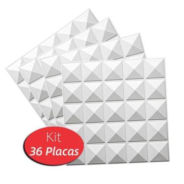 Imagem de Placas Decorativas 3D Parede Mofo Piramidal Branco