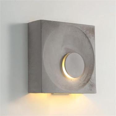 Imagem de Luminárias de parede de cimento para decoração interna, luminárias de parede quadradas E14 para sala de estar, quarto, cabeceira colorida, luz ambiente (cinza)