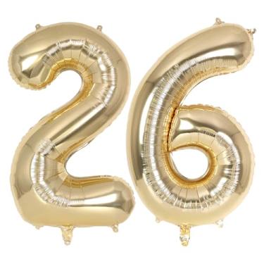 Imagem de Champagne Gold Large Number 26 Balloon, 40 Inch Light Gold Foil Helium Number Balloons, Giant Mylar Number 26 Balloons for 26 Years Old Birthday Party Anniversary Decorations (Champagne Gold 26)