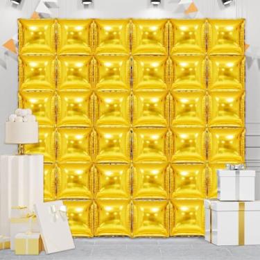 Imagem de 36 peças XL Balão quadrado dourado tela de parede dupla face balão quadrado tela túnel arco kit Mylar balões quadrados para chá de bebê, formatura, formatura, festa de aniversário decorações (dourado)