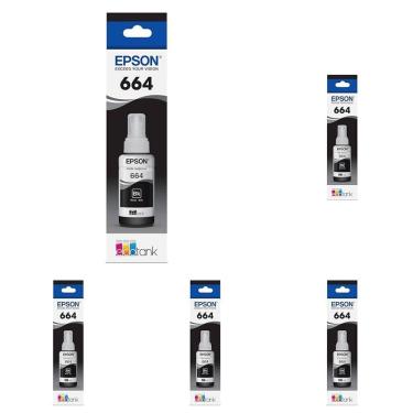 Imagem de Garrafa de tinta Epson 664 EcoTank de capacidade ultra-alta preta (T664120-S) x5