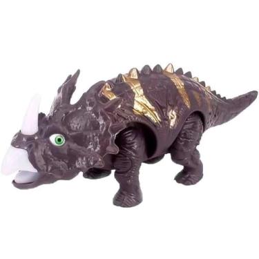 Imagem de Brinquedo Dinossauro Tricerátops Com Movimento Luzes LED Som Cinza