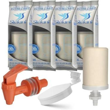 Imagem de Kit 4 Velas Esterilizante Tripla Ação Stefani Para Filtros Barro  1 Bo