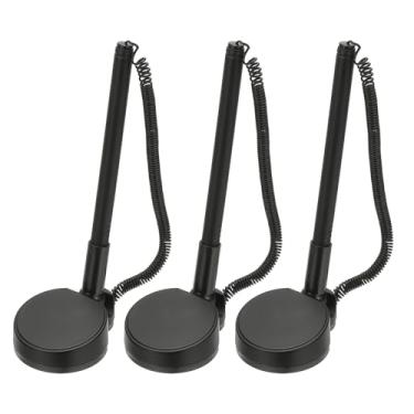 Imagem de PATIKIL 3 canetas seguras com corrente adesiva e suporte de caneta de segurança, canetas de balcão de recepção, caneta de mesa refis de tinta preta para mesa, local de trabalho, escritório, casa, base