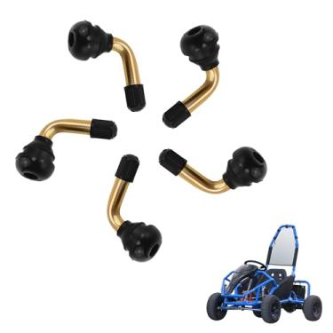 Imagem de New Olym Haste de válvula de pneu universal 5Psc dobrada em ângulo de 90 graus com tampa de segurança para a maioria dos aros de pneu sem câmara