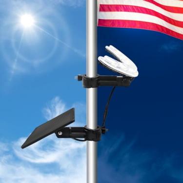 Imagem de Luz solar de mastro, 2500 mAh 8 LEDs, ajuste super brilhante, cobertura de mastro de bandeira de 3 a 3,8 cm, iluminação solar à prova d'água, iluminação do crepúsculo ao amanhecer até 12 horas